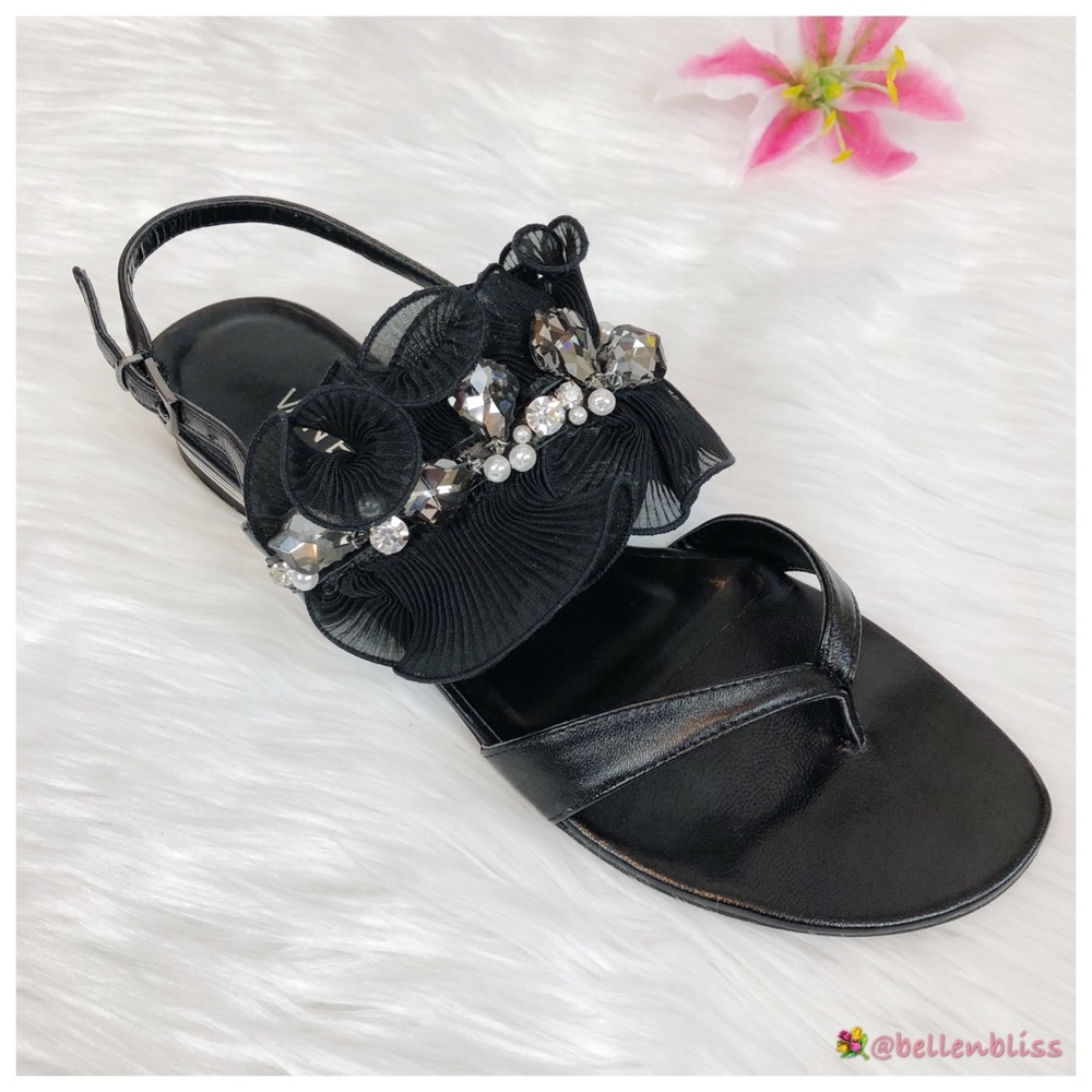 Jeweled Ruffle Thong Sandals by Vaneli, Size 9 - Picture 2 of 6